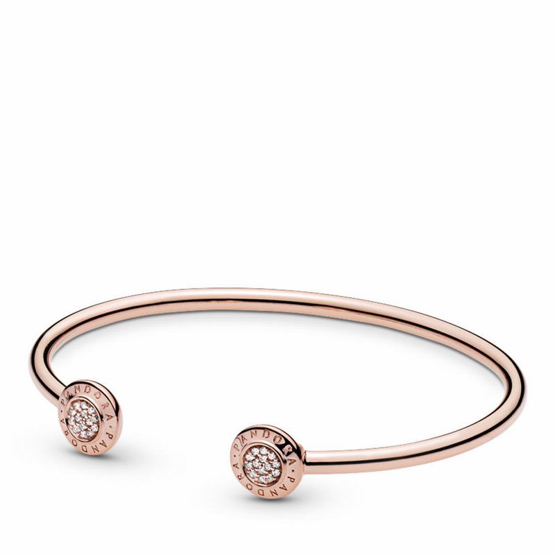 Pandora Rose™ Signature Open Bangle Bracelet - Pandora Rose/Cubic Zirconia - Canada | AY2993ZA